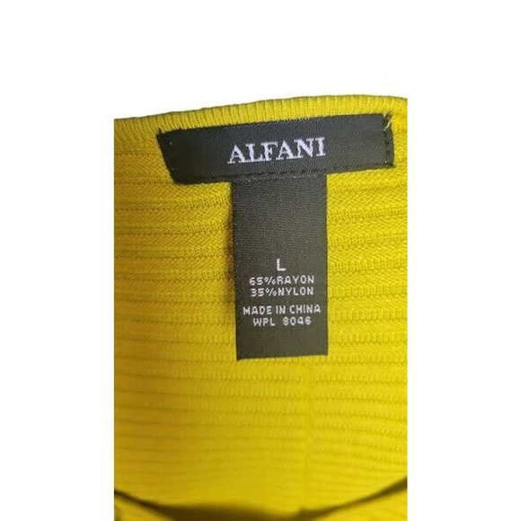 ALFANI Women Gold Ribbed-knit Crewneck Sweater Top Button Sleeve Detail Large - Picture 6 of 7